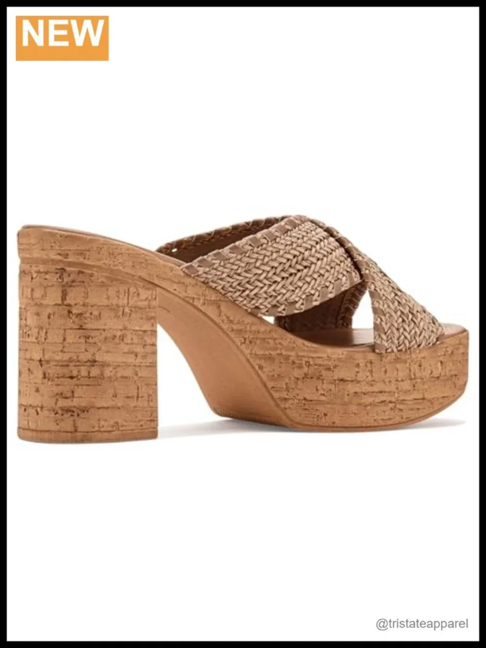 Seychelles Encore Woven Crisscross Platform Slide Sandals Whipstitch Cork